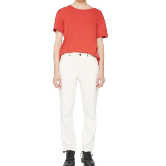 NWT Free People x Sandrine Rose Straight Leg Alps White Button Fly Jeans Sz 28 - Picture 1 of 12